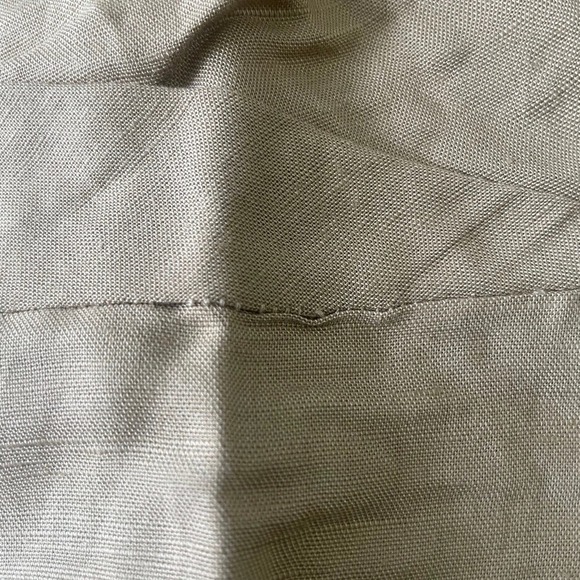 Parker Rosetta Linen Blend Eyelet Tan Ballon Sleeve Peplum Blouse, Size XS 🔴 - Picture 4 of 4